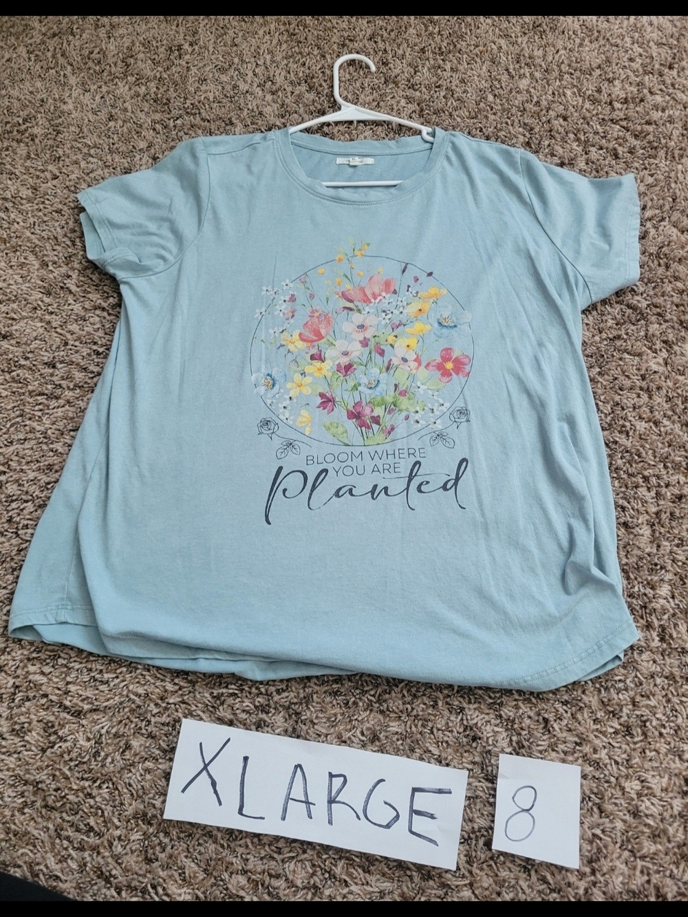 Maurices XL Graphic Tee, Light Blue Floral, Excellent Condition